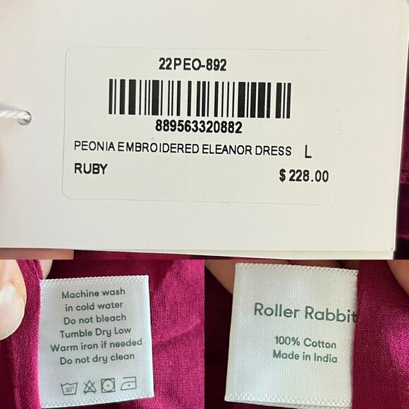 ROBERTA ROLLER RABBIT Peonia Embroidered Eleanor Dress Sleeveless Cotton Large - Picture 7 of 12